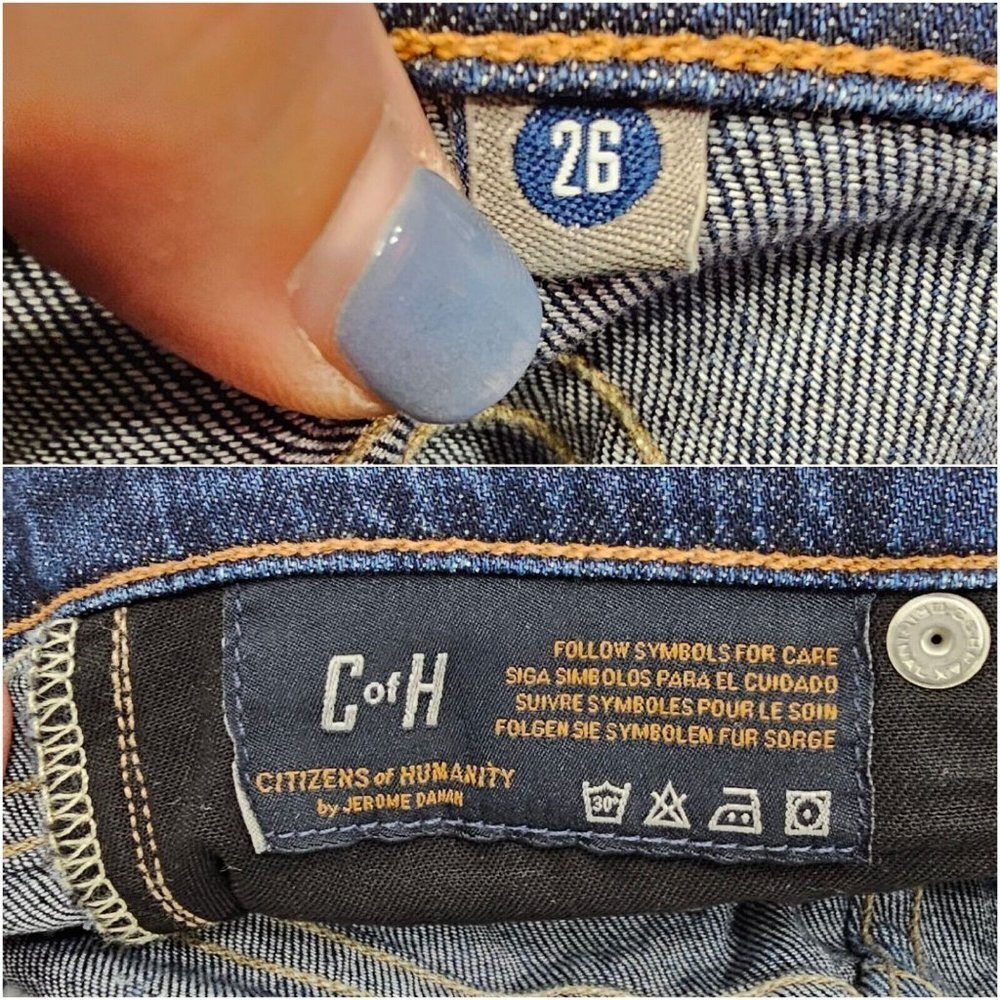Citizens of Humanity Ava Low Rise Straight Leg Blue Jeans Womens Size 26 Frayed - Picture 11 of 16